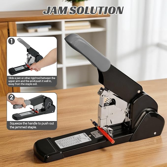 AFMAT Heavy Duty Stapler, 210 Sheet Effortless Stapler for Desk, 60% Reduced Effort, Jam Free, 50,000+ Uses, Adjustable Paper Depth, Metal Office Desktop Staplers, Includes 7000Pcs Staples, ES15
