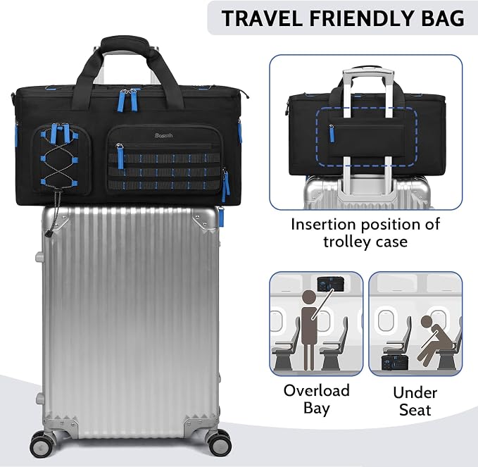 Large Dj Cable Bag with Laptop and Microphone Pocket, Dj Bag for Equipment with 8 Detachable Dividers and Padded Bottom, Dj Gig Bags for Music Gear Accessories, Blue