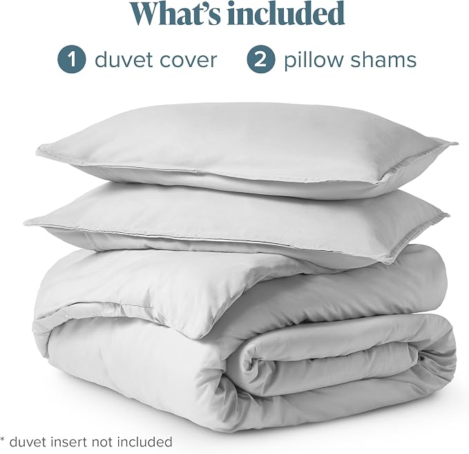 Bare Home Bedding Duvet Cover Queen Size - Premium 1800 Super Soft Collection - Lightweight, Cooling - Soft Breathable Bedding Duvet Cover (Queen, Cloud Grey)