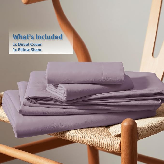 Nestl Twin Duvet Cover Set - Soft Double Brushed Dusty Purple Duvet Cover Twin XL, 2 Piece, with Button Closure, 1 Duvet Cover 68x90 inches and 1 Pillow Sham