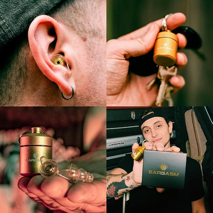 Eargasm High Fidelity Gold Earplugs for Concerts, Festivals, Musicians, DJs, Night-Life, Motorcycle Hearing Protection - Reusable Ear Plugs for High Fidelity Noise Reduction up to 21 dB