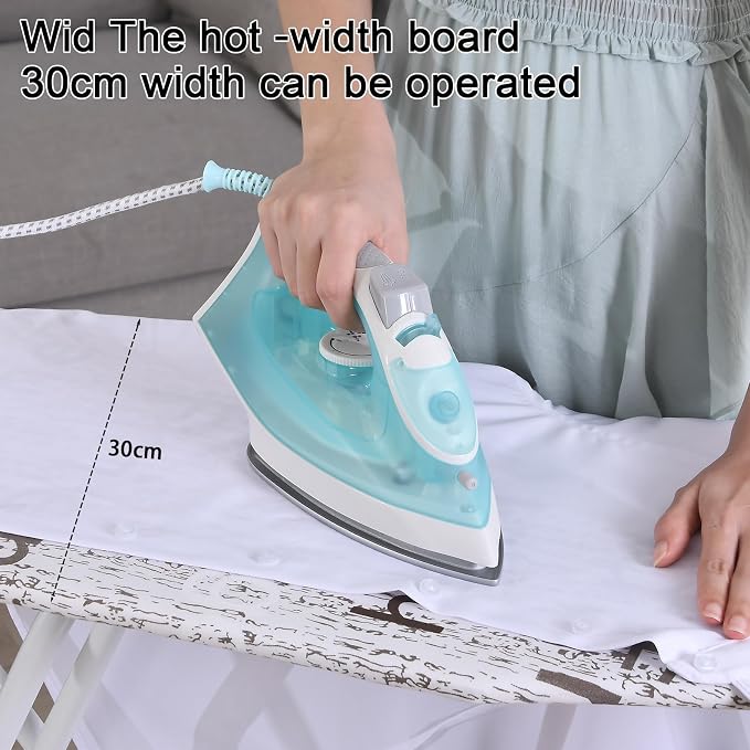 Ironing Board, Height Adjustable Smooth Edge Good Load-Bearing Non-Slip Clothes Ironing Board with Folding Legs (White)