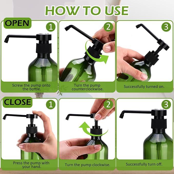 50 Pack Plastic Soap Dispenser Bulk Empty Pump Bottles Dispenser with Long Pump 10 oz Refillable Dish Soap Hand Washing Bottles Lotion Bottle for Kitchen Bathroom(Transparent Green)