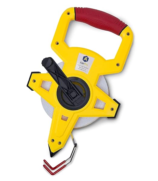 AdirPro 100 ft Fiberglass Measuring Tape | Appraiser's Tape Rule with Extra-Large Metal End Hook | Ideal for Surveyors, Appraisers & Landscapers