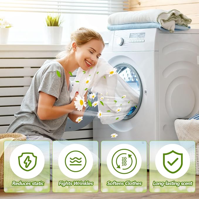 600 Count Dryer Sheets Bulk Fabric Softener Fresh Scent Dryer Sheets Naturally Softens and Removes Static Cling, Ideal for Households, Sensitive Skin