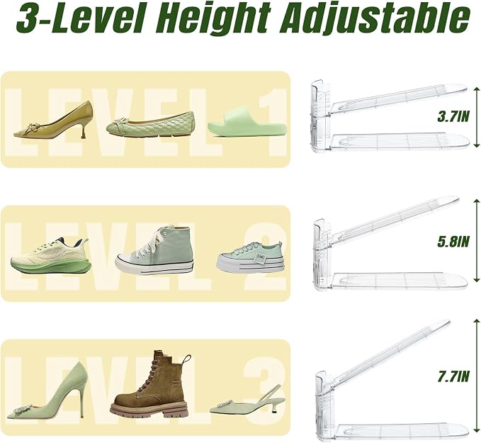 Clear Shoe Slot Organizer, 36 Pack Adjustable Shoe Slots Organizer for Closet Clear Shoe Stackers Shoe Rack Holder Shoes Space Savers for a Pair of Shoes