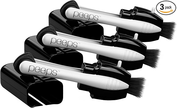 Peeps Glasses Cleaner - for Eyeglasses, Reading Glasses, and More - Lens Cleaner with Carbon Microfiber Tech-Injected Black-3 Count (Pack of 1)