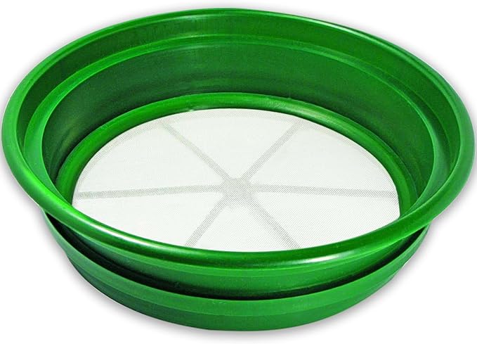 SE 13.25 Inch Wide Stackable Classifier Gold Prospecting Pan - 1/30 Inch Stainless Steel Mesh Sifting Pan, Green