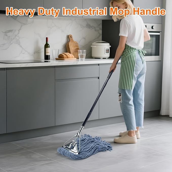 KeFanta 60" Metal Mop Handle Commercial Heavy Duty, Quick Change Industrial Mop Stick Replacemet,Side Gate Mops Head Replacement Holder for Floor Cleaning