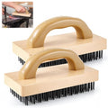 2 Pcs 9'' Ergonomic Steel Butcher Block Scratch Brush, Durable and Effective, Steel Wire Broiler Bristle Brush for Cleaning Dirt, Rust and Electroplating and Welding Operations