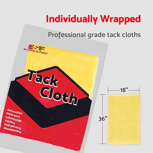 S&F STEAD & FAST Tack Cloth Bulk Case 150-pc, Yellow - for Woodworking, Automotive Painting, Removing Dust - Wax and Silicone Free, Anti Static Tack Rag for The Professional