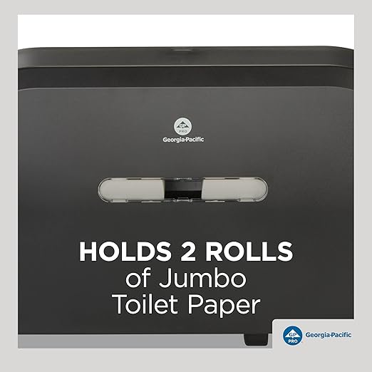 Georgia-Pacific Two-Roll Jumbo Jr. Toilet Paper Dispenser by GP PRO, Black, 59210, 22.1"W x 4.8"D x 12.1" H