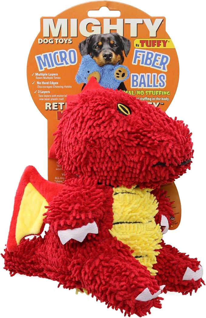 MIGHTY® 2 Pack Microfiber Medium Dragon Dog Toys | Ultra Durable Plush Toy with Multiple Layers & Reinforced Seams , Washable and Floats , Mighty® Construction