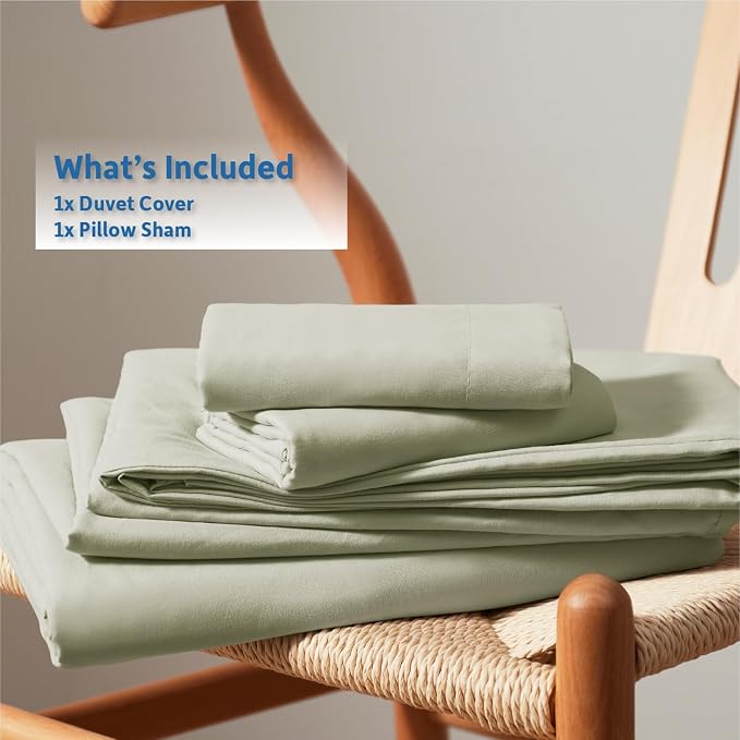 Nestl Twin Duvet Cover Set - Double Brushed Sage Green Soft Twin / Twin XL Duvet Cover 2 Piece with Button Closure, 1 Twin Size Duvet Cover 68x90 inches and 1 Pillow Sham