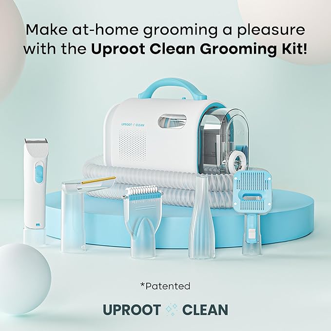 Uproot Clean Pet Grooming Vacuum Kit + Mini, Xtra, & Pro Pet Hair Remover Set: Ultra-Quiet Cat & Dog Hair Vacuum Groomer Meets 3 Uproot Cleaner Sizes - Complete at-Home Fur Control & Grooming