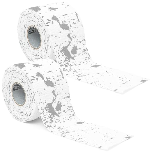 GEAR AID Camo Form Self-Cling and Reusable Fabric Camouflage Wrap, Adds Grip and Shield Hands from Hot or Cold Surfaces to Protect You and Your Equipment, Snow, 2” x 144” Roll, 2 Pack