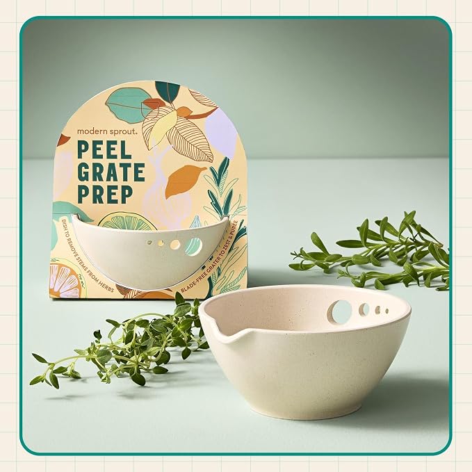 Modern Sprout Garden Jar & Herb Stripper Bundle Self-Watering Herb Grow Kit w/Recyclable Mason Jar + 3-in-1 Prep Peeler & Grater Plate - Indoor Gardening - Gift for Mother's Day (Rosemary & Parsley)