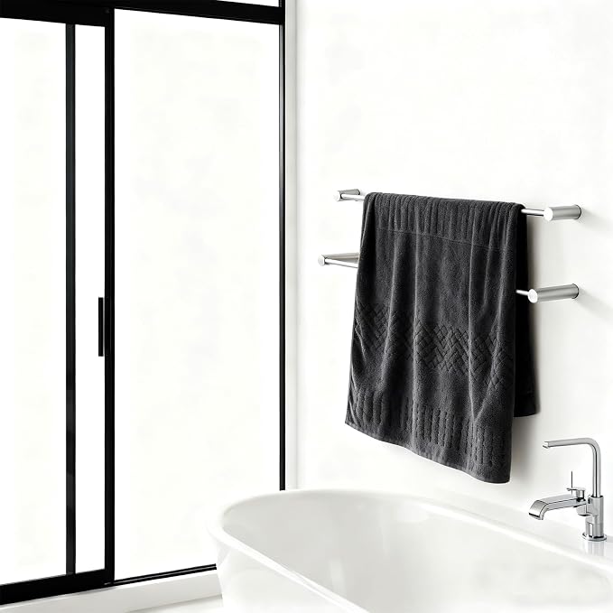 Towel Racks for Bathroom, NEWRAIN 30 inch Double Bath Towel Bar Wall Mounted, Stainless Steel Kitchen Towel Holder, Brushed Nickel Towel Rod Towel Rail Hange