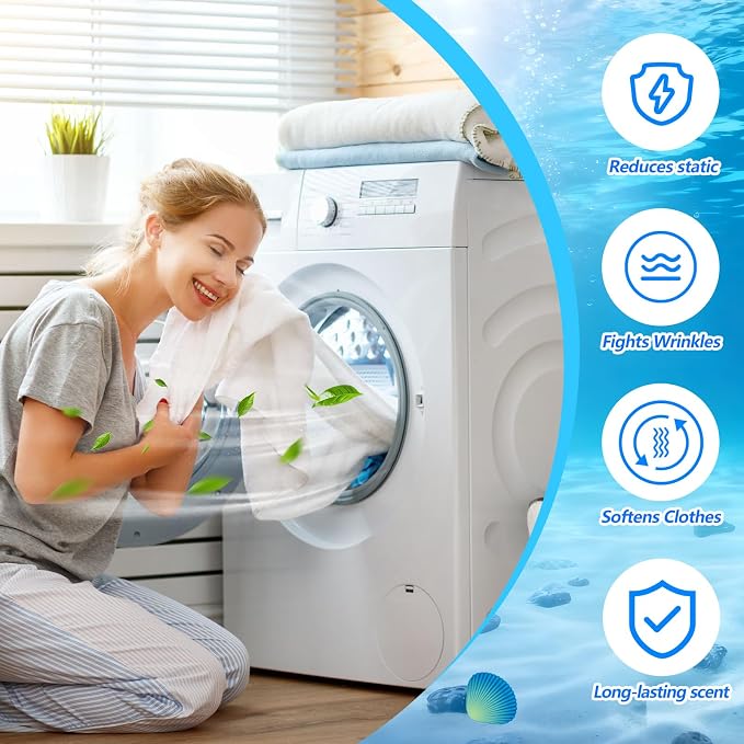 600 Count Dryer Sheets Bulk Fabric Softener Ocean Breeze Scent Dryer Sheets Naturally Softens and Removes Static Cling, Ideal for Large Households, Sensitive Skin