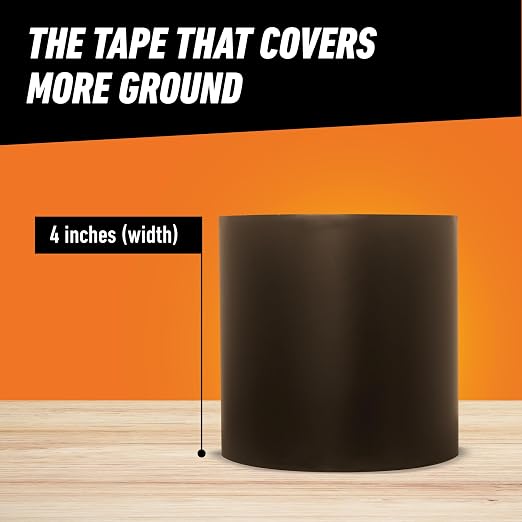 Gorilla Waterproofing Tape, Black, 4" x 10' (Pack of 2) - Permanent Weather Resistant Seal for Leaks and Repairs
