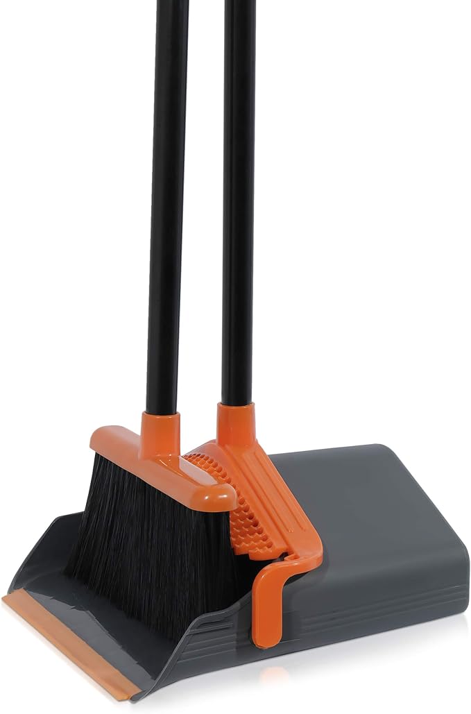 Simpli-Magic 79194 Lobby Broom with Dustpan, Black/Orange