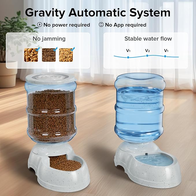 Kenond 3 Gallon Dog Feeder and Water Dispenser, Gravity Food Dispenser | Wide Mouth, Easy to Clean/ Gravity Filled/ Large Capacity/ Multi Pet Home