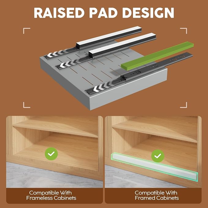 Seinloes 4Pack Expandable Pull Out Cabinet Organizer 21" Deep with Raising Pad for Framed Cabinets,Slide Out Drawers with 4pcs Divider Racks,Roll Out Shelves,Adjustable Width 12.05"-20.4" Silver
