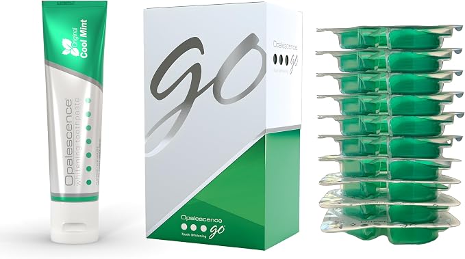 Opalescence GO Teeth Whitening Trays 15 & Original Toothpaste 5194-5166 | 15% Hydrogen Peroxide Gel Prefilled Trays and Opalescence Whitening Toothpaste 4.7 Oz - Mint Flavor (10 Treatments)