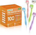 100-Pack Pre-Pasted Mini Travel Toothbrushes, Individually Wrapped Bulk Pack, Disposable Toothbrushes with Toothpaste, Waterless Single-Use Extra Soft Bristle for Adults, Travel & Braces
