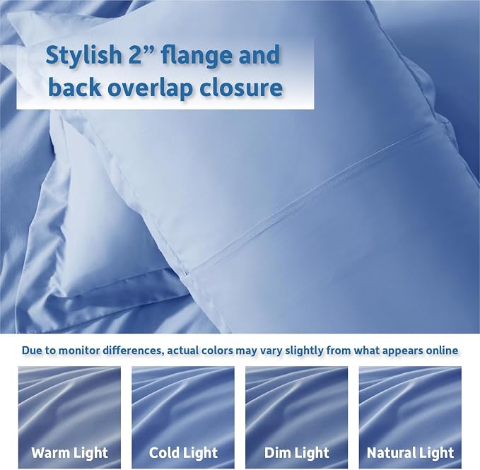 Nestl Calm Blue Duvet Cover King Size - Soft Double Brushed King Duvet Cover Set, 3 Piece, with Button Closure, 1 Duvet Cover 104x90 inches and 2 Pillow Shams
