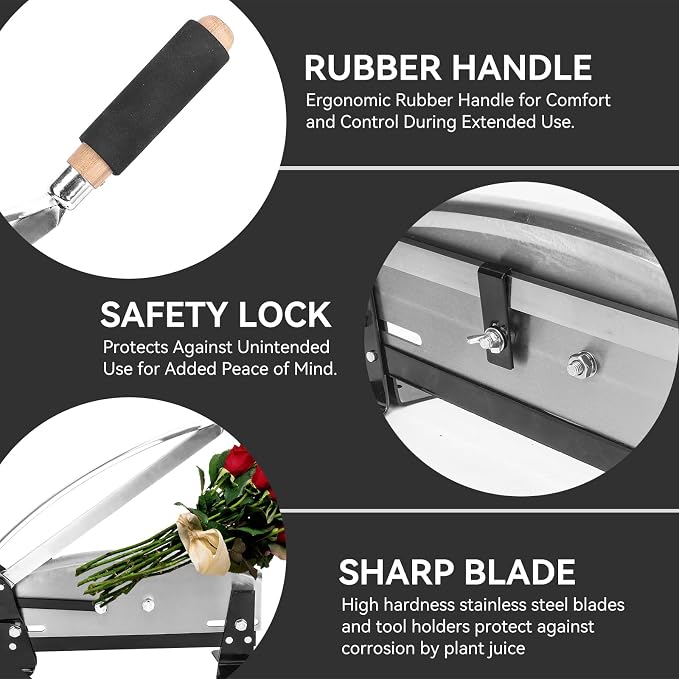 LeafLux 16-Inch Stainless Steel Flower Stem Cutter & Floral Scissors Set, Heavy Duty Bunch Cutter with Safety Lock, Ideal for Florists & Gardeners Perfect for Fresh Flower Stems, and Rose Stems