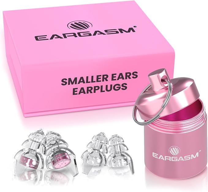 Eargasm Smaller Ears Pink Earplugs for Concerts, Festivals, Musicians, Night-Life, Motorcycle Hearing Protection - Reusable Ear Plugs for Small Ear Canals, High Fidelity Noise Reduction up to 21 dB