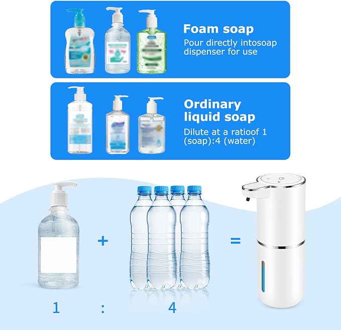 2 Pack Automatic Soap Dispensers,12.8oz/380ml USB Touchless Automatic Foaming Soap Dispenser,Rechargeabled Wall Mounted Smart Soap Dispenser for Bathroom Kitchen Dish Soap