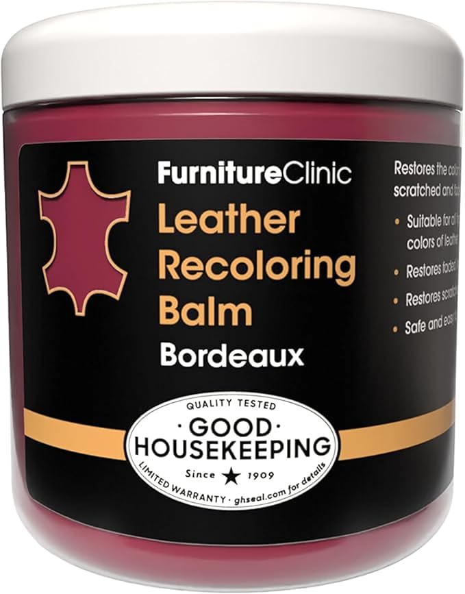 Furniture Clinic The Original Leather Recoloring Balm | Bordeaux Leather Dye | Repair Scratched, Faded, & Worn Leather | Restore Your Leather Couches, Sofas, Car Seats| 250 ml / 8.5 fl oz