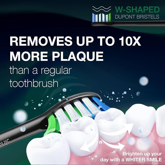 Wagner Stern WHITEN+ Electric Toothbrush, 48,000 VPM, Pressure Sensor, 5 Modes, 8 Brush Heads, Travel Case