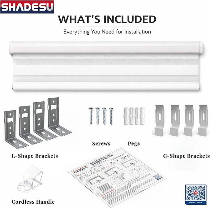 ShadesU Cordless Zebra Blinds – Light Filtering Dual-Layer Window Shades for Privacy (Ivory Color) (Maximum Height 72") (Width 54")