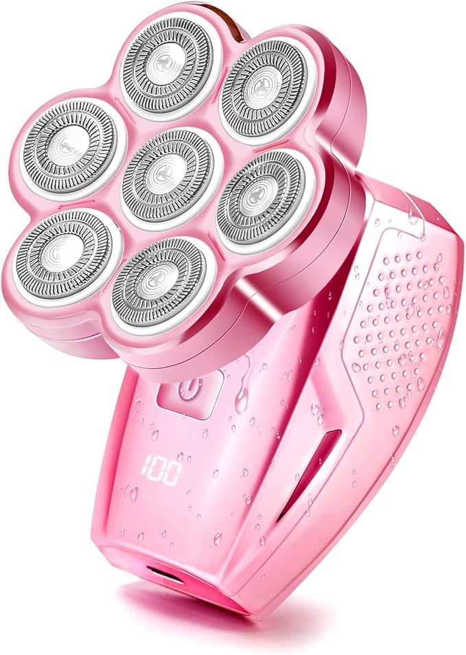Women’s Electric Razor for Legs Face Bikini | 120 Min Runtime, IPX7 Waterproof, 7D Floating Head, USB-C Fast Charging, Travel Lock Design, LED Battery Display