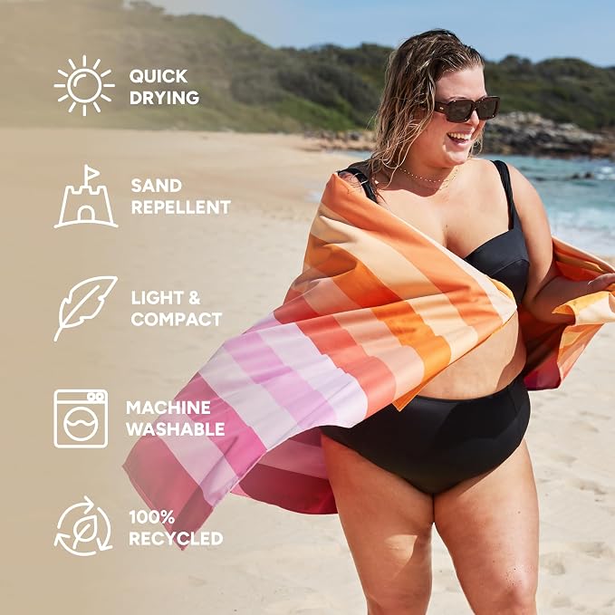 Dock & Bay Quick Drying Towel - for Sports & Gym - Compact, Lightweight - 100% Recycled - Includes Bag - Summer - Miami Sorbet, Extra Large (200x90cm, 78x35)