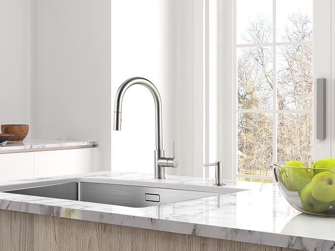 AguaStella ASF026BN Built in Soap Dispenser Brushed Nickel for Kitchen Sink with Soap Bottle Countertop Pump