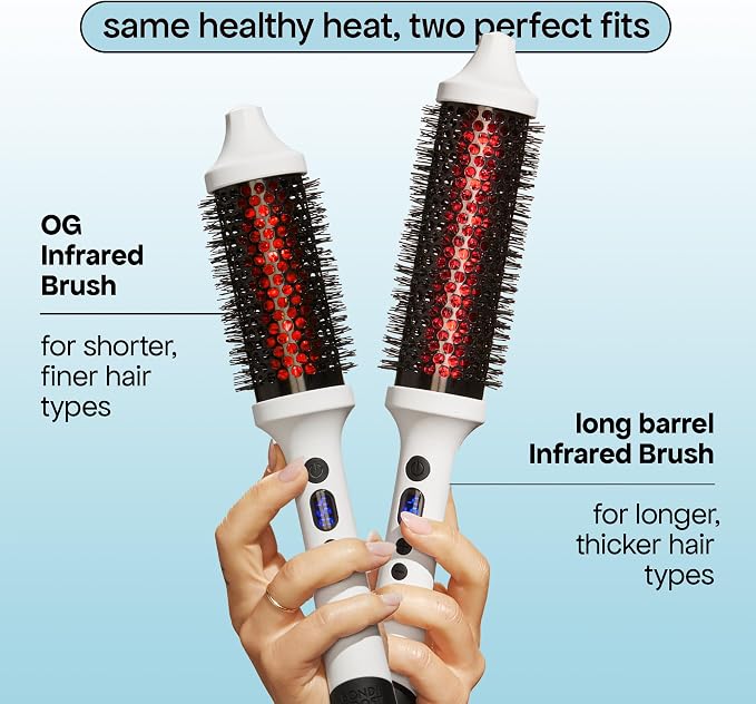 BONDIBOOST Infrared Long Barrel Thermal Brush, Heated Thermal Round Brush for Longer & Thicker Hair Types, Dry Styling for Instant Volume, Less Hair Breakage + Minimizes Snags, Frizz-Free