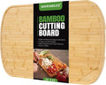 Marsmiles 36x24 Bamboo Cutting Board, Extra Large Wood Cutting Boards with Deep Juice Grooves & Back Inner Handle, Butcher Block Chopping Board with Juice Groove, Large Charcuterie Board- Natural