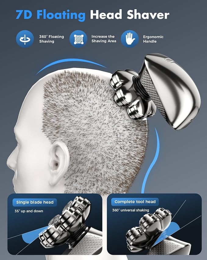 Head Shavers for Bald Men, 7D Electric Razor for Men, IPX7 Waterproof Dry/Wet, Matte Gunmetal