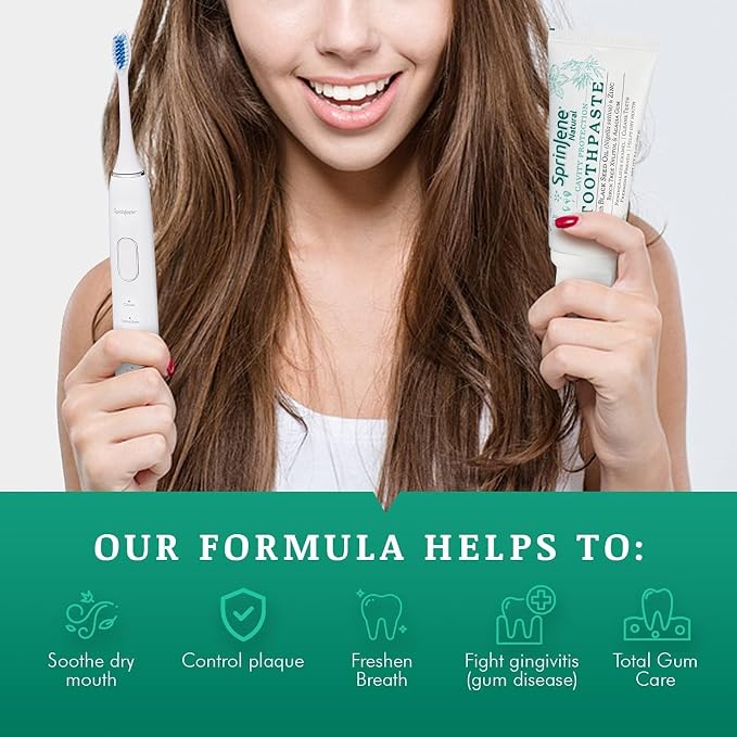 SprinJene Natural Fluoride Toothpaste – Natural Toothpaste for Gum Health & Cavity Protection – Patented Black Seed Oil & Zinc Formula for Healthy Teeth & Gums – Made in the USA (1 Pack)