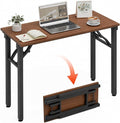 XBurmo Folding Desk Foldable Table, No Assembly 35.8" Foldable Desk Space-Saving Workstation for Small Space, Computer Table, Flat Storage for Home Office, Bedroom, Dorm, Study Room, Dark Walnut