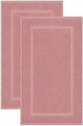 SALBAKOS 2-Piece 100% Turkish Cotton Bath Mat Towel, 20x34 inch, Rose | Bathroom Floor Towels, Thick Soft Most Absorbent Quick-Dry Durable Large Size Foot Rug, Premium Hotel Quality Made in Turkey