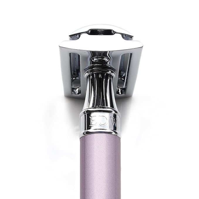 Edwin Jagger DELHEBLAMZ Classic Long Handled Double Edge Manual Eco-Friendly and Reusable Safety Razor for Men and Women for Shaving cream or Soap Fits All DE Razor Blades (Heather)