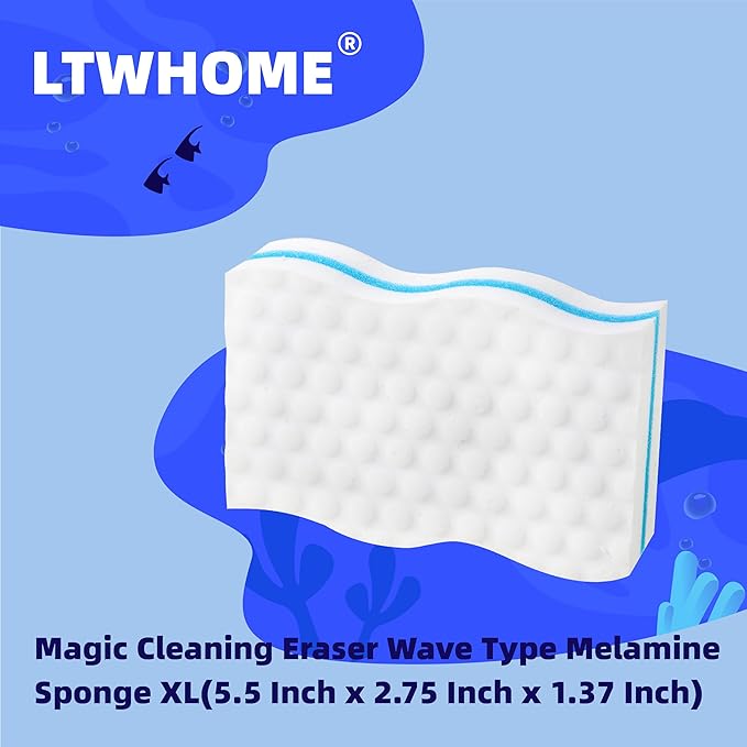 Bulk Pack 100-Pack Three-Layer Extra Durable Wave Shape Magic Cleaning Sponge Eraser Multi-Functional Melamine Foam for Kitchen, Bathroom, Wall