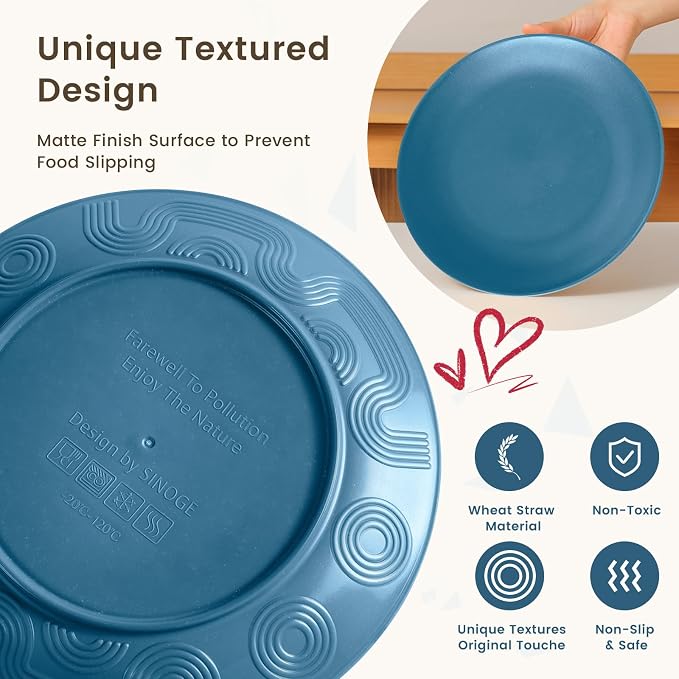 Homienly 40 PCS Premium Wheat Straw Dinnerware Sets, Reusable Unbreakable Plates and Bowls Set, Cups Sets, Service for 8, Microwave and Dishwasher Safe Dishes Set for Party, Outdoor (Nightscape)