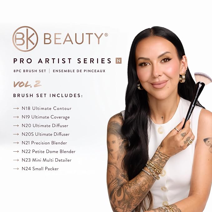 BK BEAUTY Nikki La Rose Pro Artist Brush Set Vol. 2 (8PC) – Celebrity MUA Designed Makeup Brushes for Contour, Coverage, Powder, Blush & Eye Detailing | Vegan, Cruelty-Free, Ultra-Soft Bristles