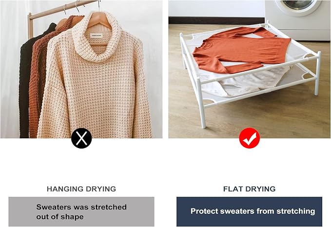 STO STO Sweater Drying Rack, 2-Pack Stackable Mesh Clothes Drying Rack, Laundry Drying Rack for Sweaters, Socks, Toys, White